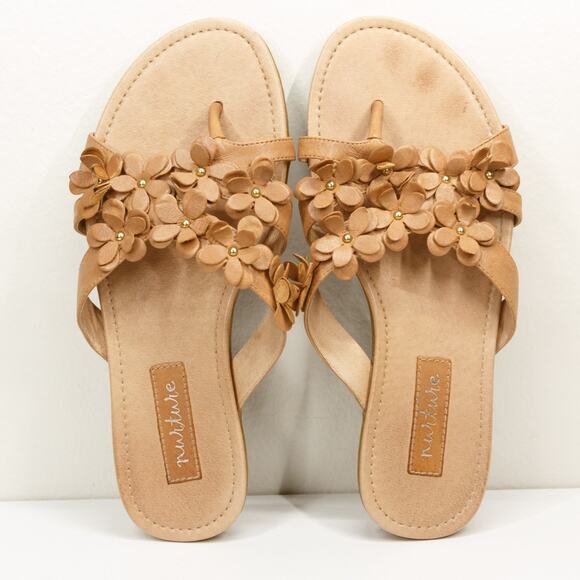 NURTURE Colbie 3D Floral Leather Thong Sandals Flip Flops Feminine Womens Sz 6.5 - Picture 2 of 7